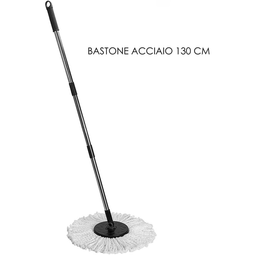 Trade Shop - Mocio Professionale Con Secchio 14lt Strizzatura Rotante 360° A Pedale Manico Telescopico -