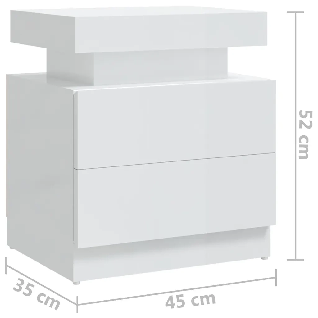 Comodino-Tavolino da notte Bianco Lucido 45x35x52 cm in Legno Multistrato