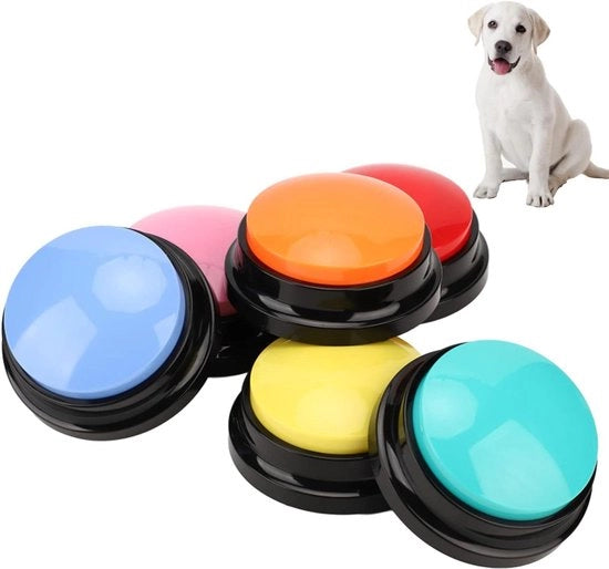 Dispositivi di registrazione vocale per cani e gatti - 6 pezzi - Comunicazione e addestramento - Buzzer di comunicazione per animali domestici - Registrazione e riproduzione per 30 secondi.
