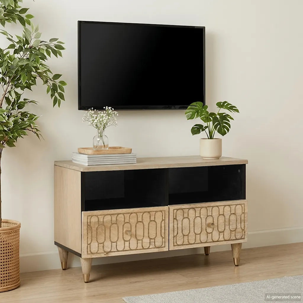 Mobile Porta TV 70x33x46 cm in Legno Massello di Mango 358249