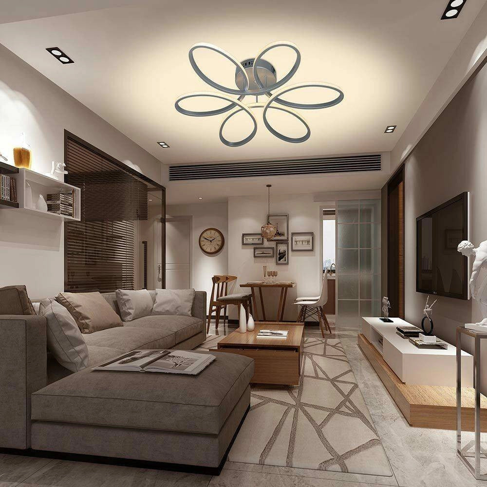 Trade Shop - Lampadario Plafoniera 48w Luce Bianco Caldo 3000k 2580lm Design Fiore Moderno -