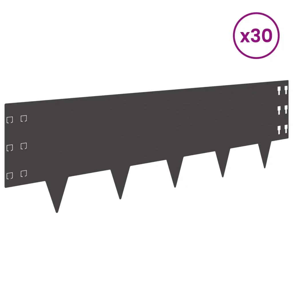 Bordura per Prato 30 pcs 100 x 30 cm Acciaio Nero 8008625