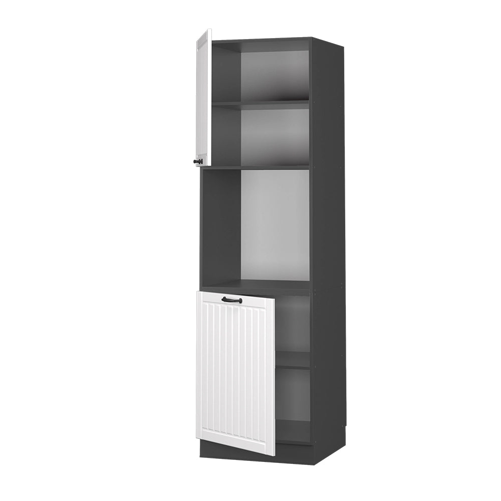 Mobile per forno da incasso Fame-Line Bianco rustico/Antracite 60 cm aperto Vicco