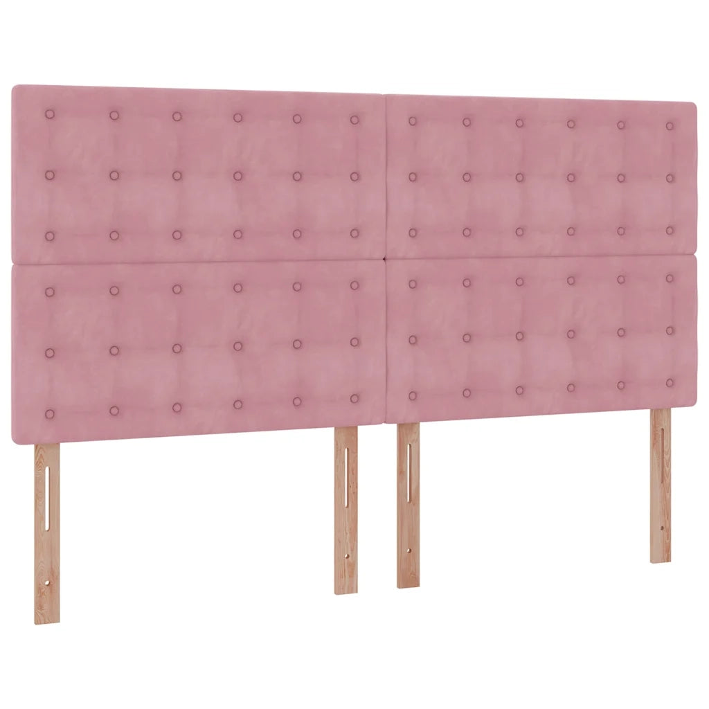 Struttura Letto Pouf con Materassi Rosa 200x200 cm Velluto 3313819