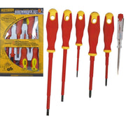 Trade Shop - Set 6 Pz Cacciaviti Giraviti Isolati Con Manico In Gomma Grip Con Cercafase -