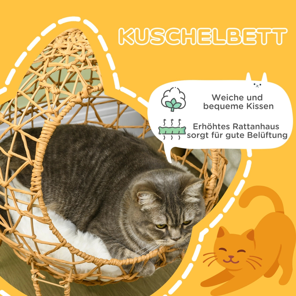 Letto per gatti in rattan con cuscino ¨C Zephmum ¨C Marrone ?45x57 cm