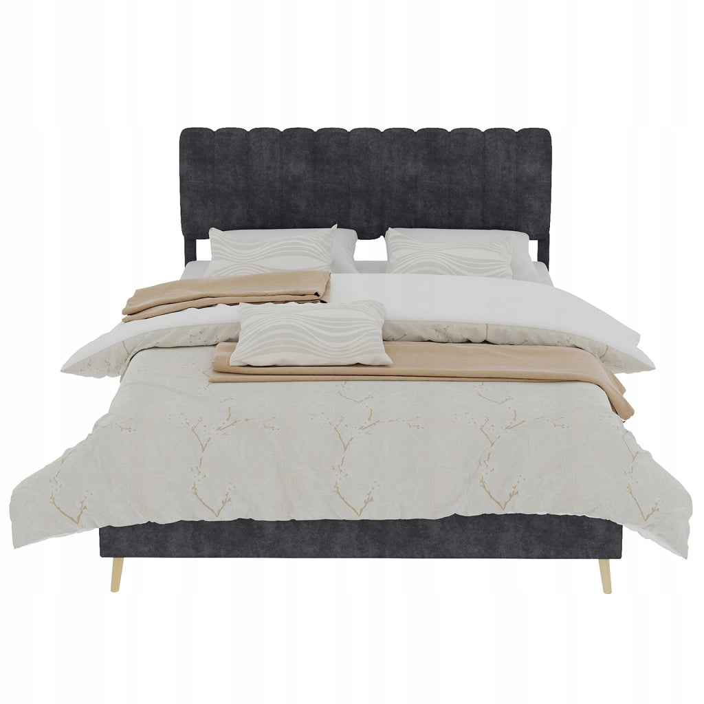 Letto imbottito 140x200 grigio con telaio sollevabile - Xylo