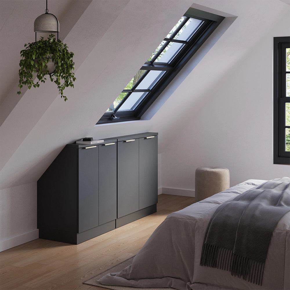 Set di mobili sottotetto Rion Antracite-oro/Antracite 140 cm Set di 2 Vicco