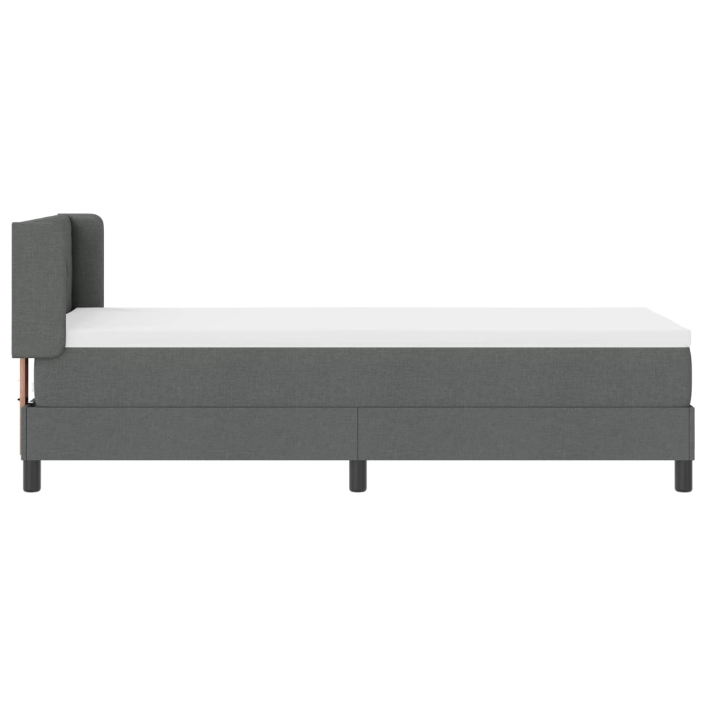 Letto con Box Spring  con Materasso Grigio Scuro 80x200 cm Tessuto