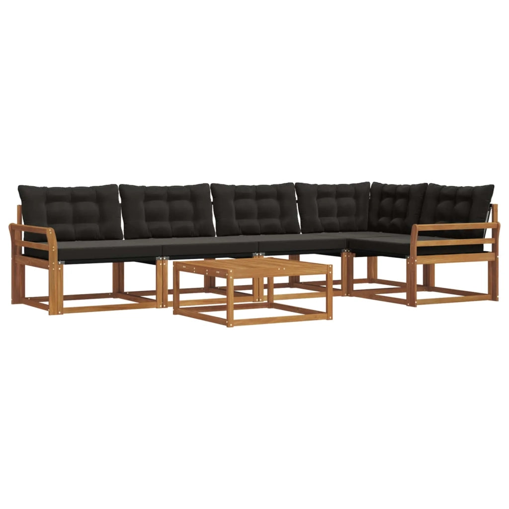 Set di divani da esterno con cuscino 6 pcs Naturale e Nero