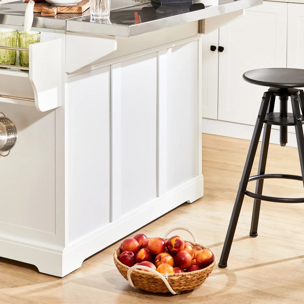 Carrello Cucina Mobile Cucina Bianco Con Route Credenza Cucina Piano in Acciaio FKW41-ST