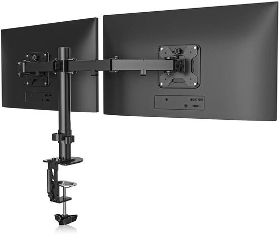 Sostegno Ergonomico per Monitor - Doppio Braccio - Per 2 Monitor - 13-27 Pollici - VESA 75x75/100x100 mm - Massimo 10 kg per Braccio - Sostegno per Monitor
