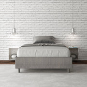 Letto una piazza e mezza con rete imbottito 120x210 tessuto Labirinto 2 grigio Azelia