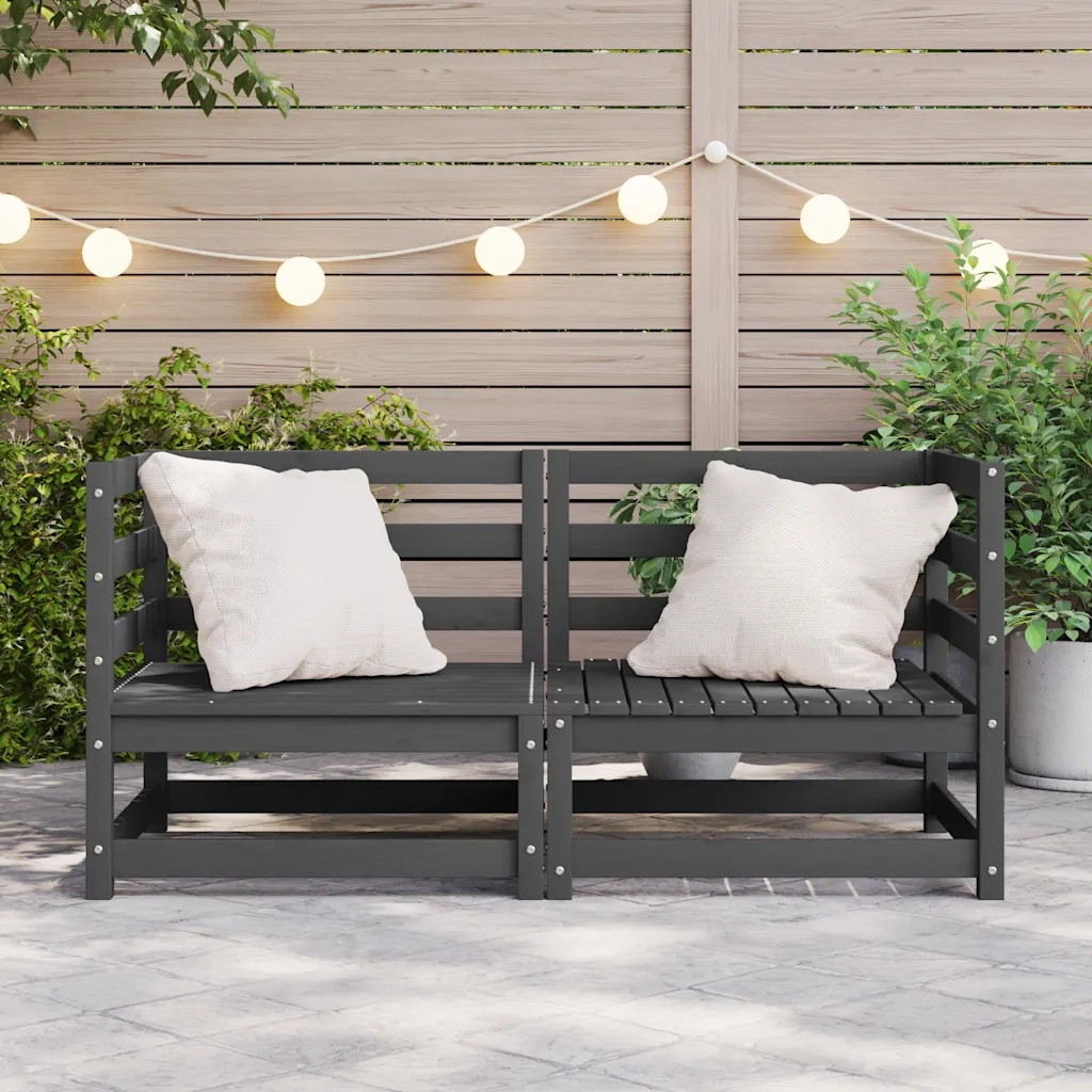Divani Angolari da Giardino 2 pz Grigi in Massello di Pino 805677