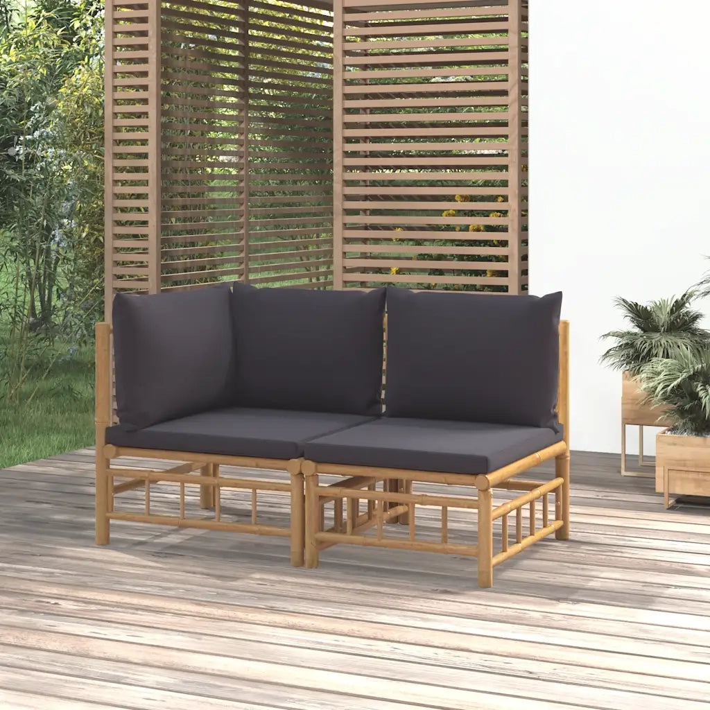 Set Salotto da Giardino 2pz con Cuscini Grigio Scuro BambÃ¹