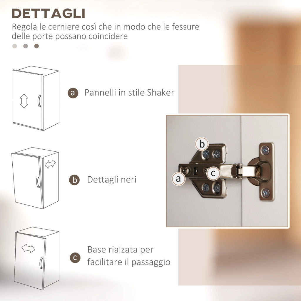 Mobile Dispensa da Cucina 60x30x170,5 cm a 4 Ante in Legno Bianco