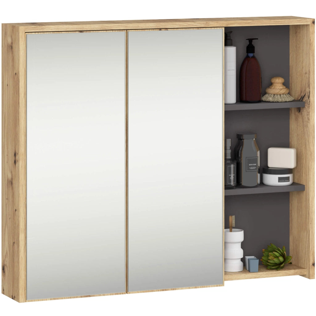 Set di mobili da bagno sospesi VAMI in Rovere Artisan con colore interno Grigio Grafite