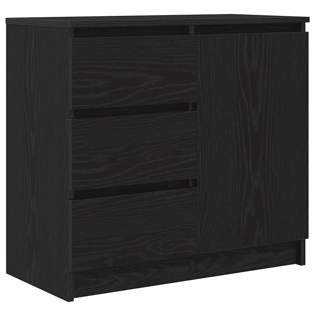 Credenza con Cassetto Rovere Nero 71x35x65 cm Legno Multistrato