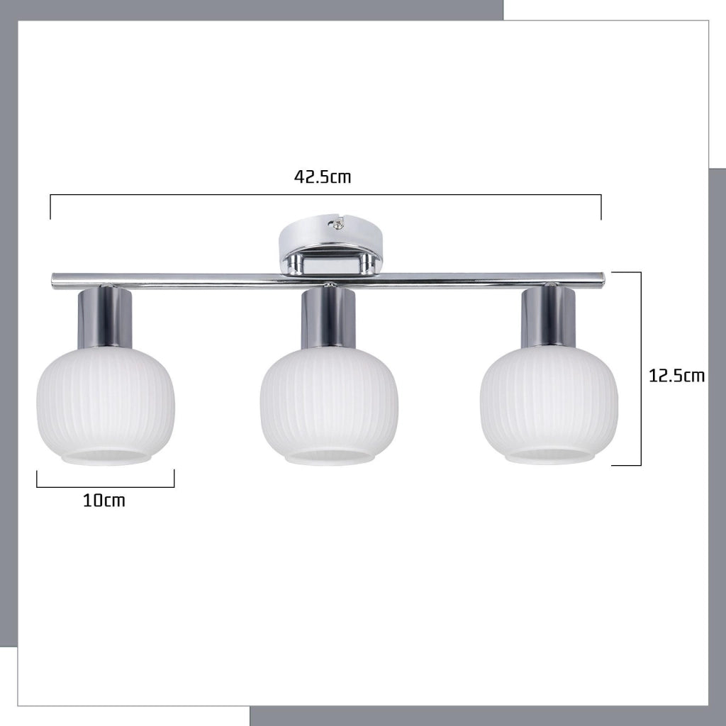 ZMH Faretto da soffitto a 3 luci Lampada da soffitto in vetro bianco vintage E14 per soggiorno