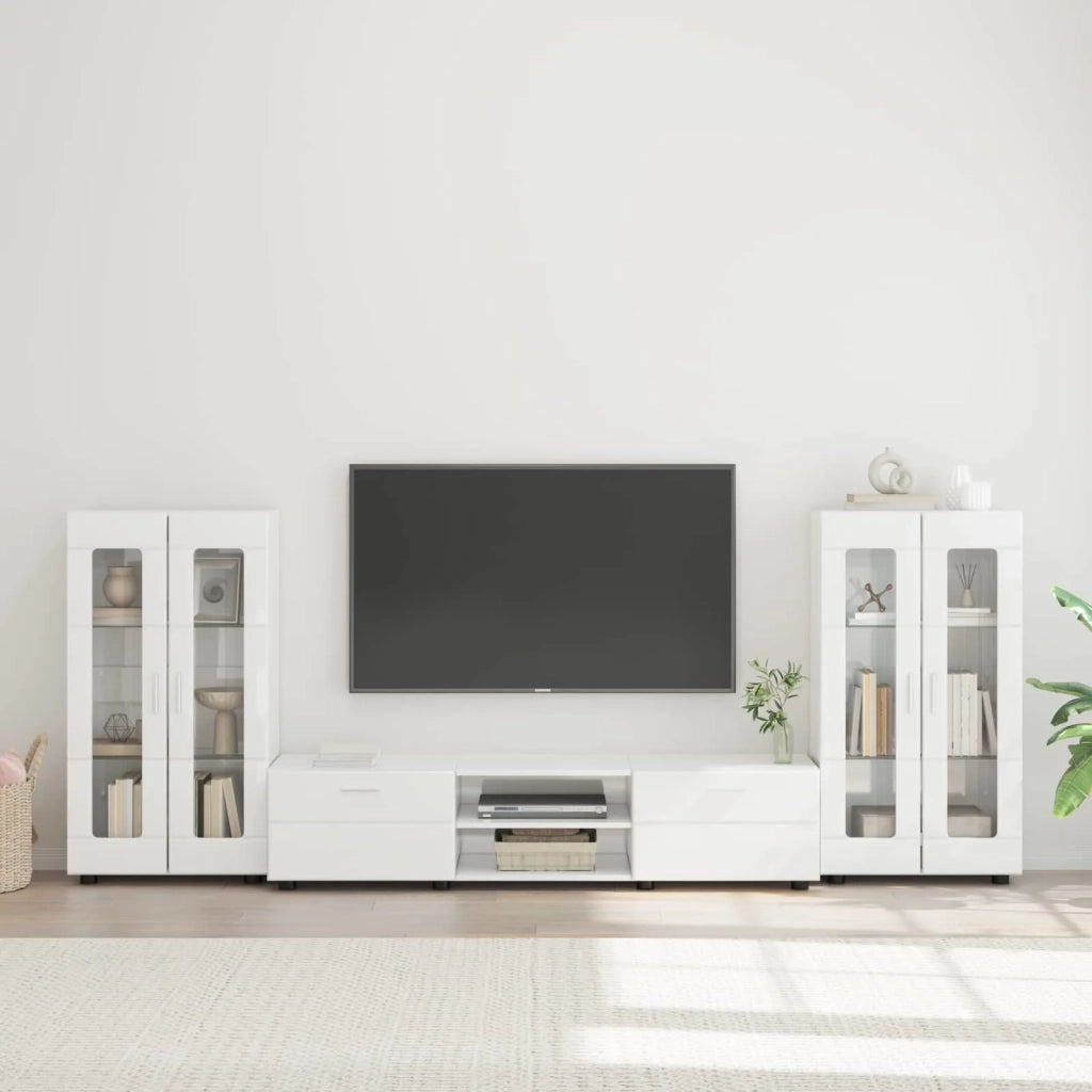 Set mobile TV FLORIN 3 pcs Bianco Lucido Legno multistrato 3397938