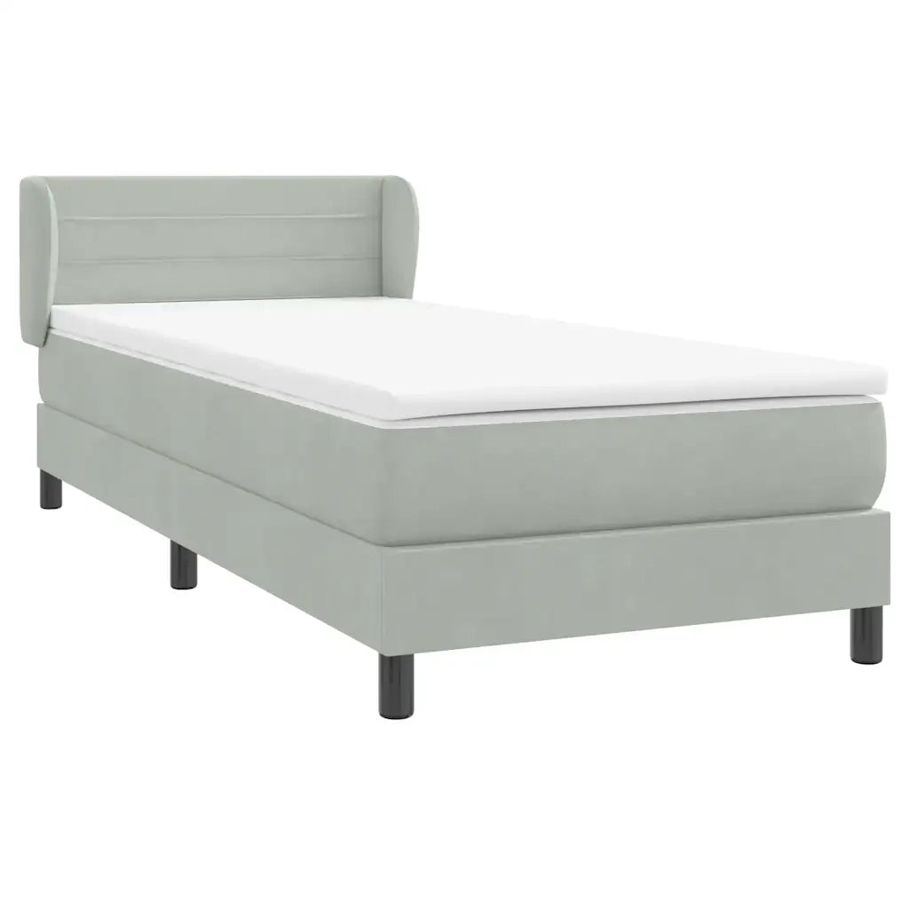 Giroletto a Molle con Materasso Grigio Chiaro 80x210 cm Velluto