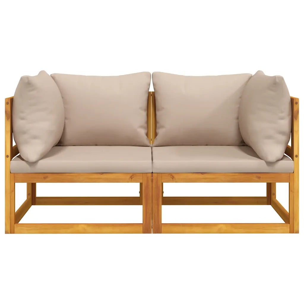 Divani Angolari Modulari 2pz Cuscini Tortora Massello Acacia 360000