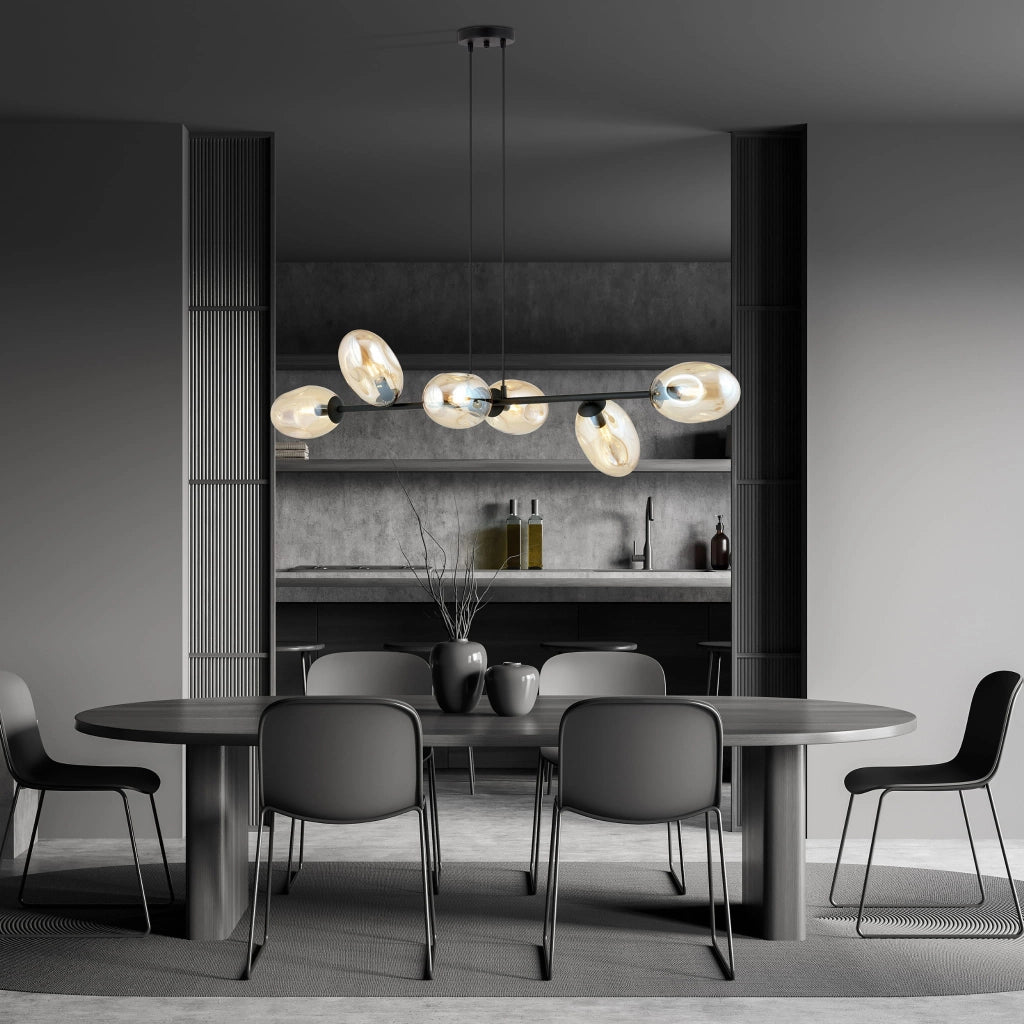 Lampadario Emibig Pandora 6 luci E14 vetro miele nero