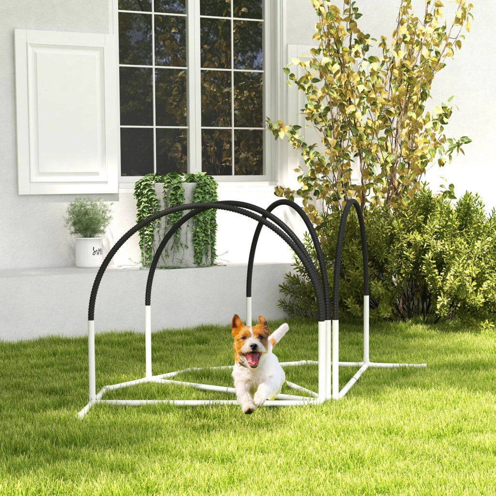 Set Agility Dog 4 Pezzi con 4 Picchetti e Borsa da Trasporto, 89x69x99 cm, Bianco e Nero