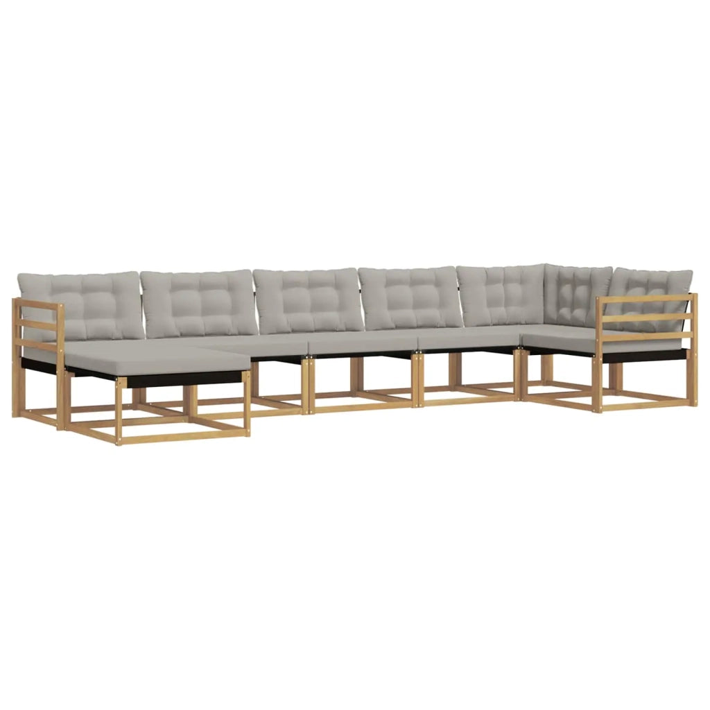 Set di divani da esterno 7 pcs Bianco e Grigio Chiaro