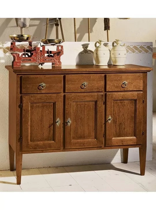 Madia credenza in legno 3 ante 3 cassetti tinta noce l.105 p.42 h.82 (963) - Mobili 2G