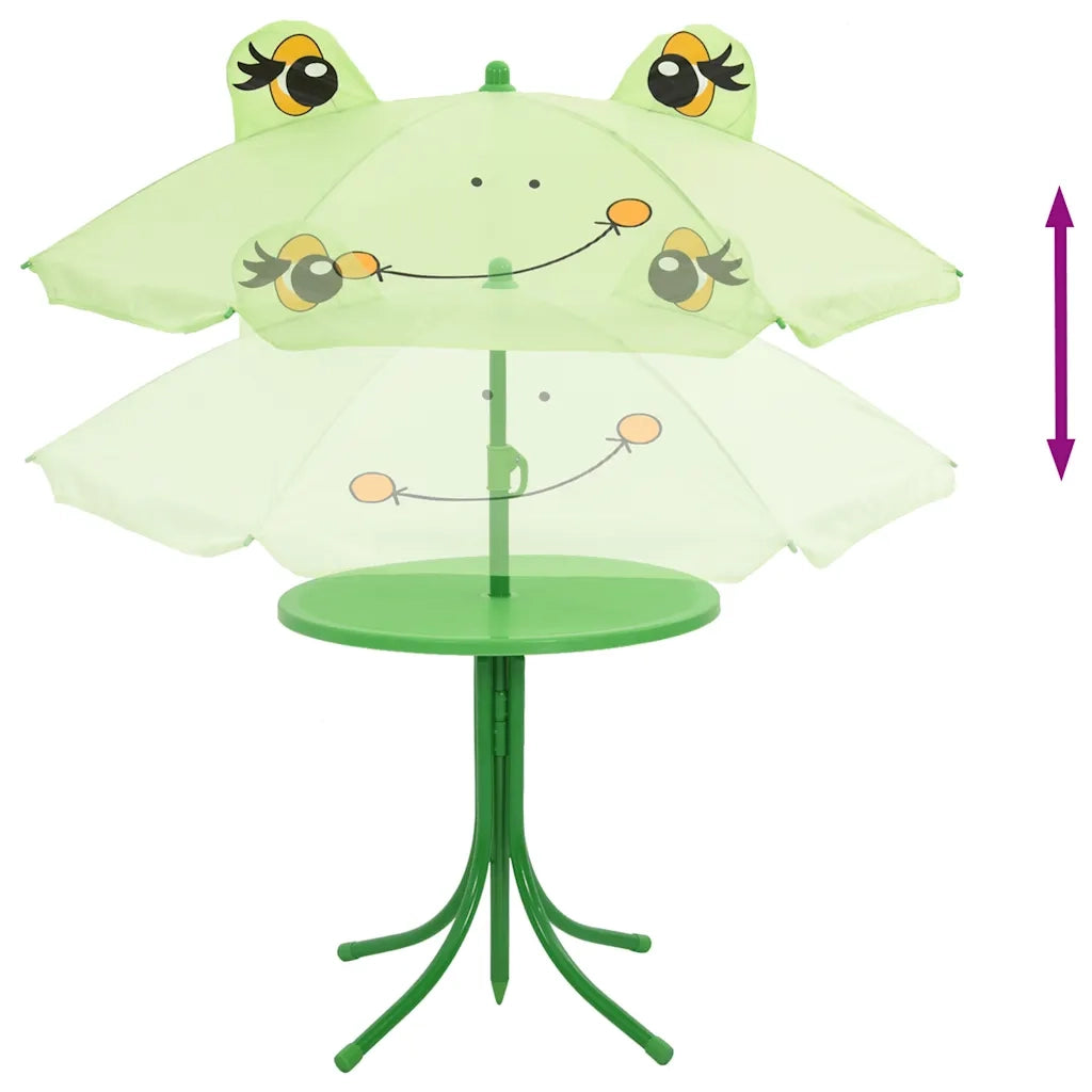 Set da Bistrot da Giardino | Set Salotto da Giardino per Bambini con Ombrellone Verde