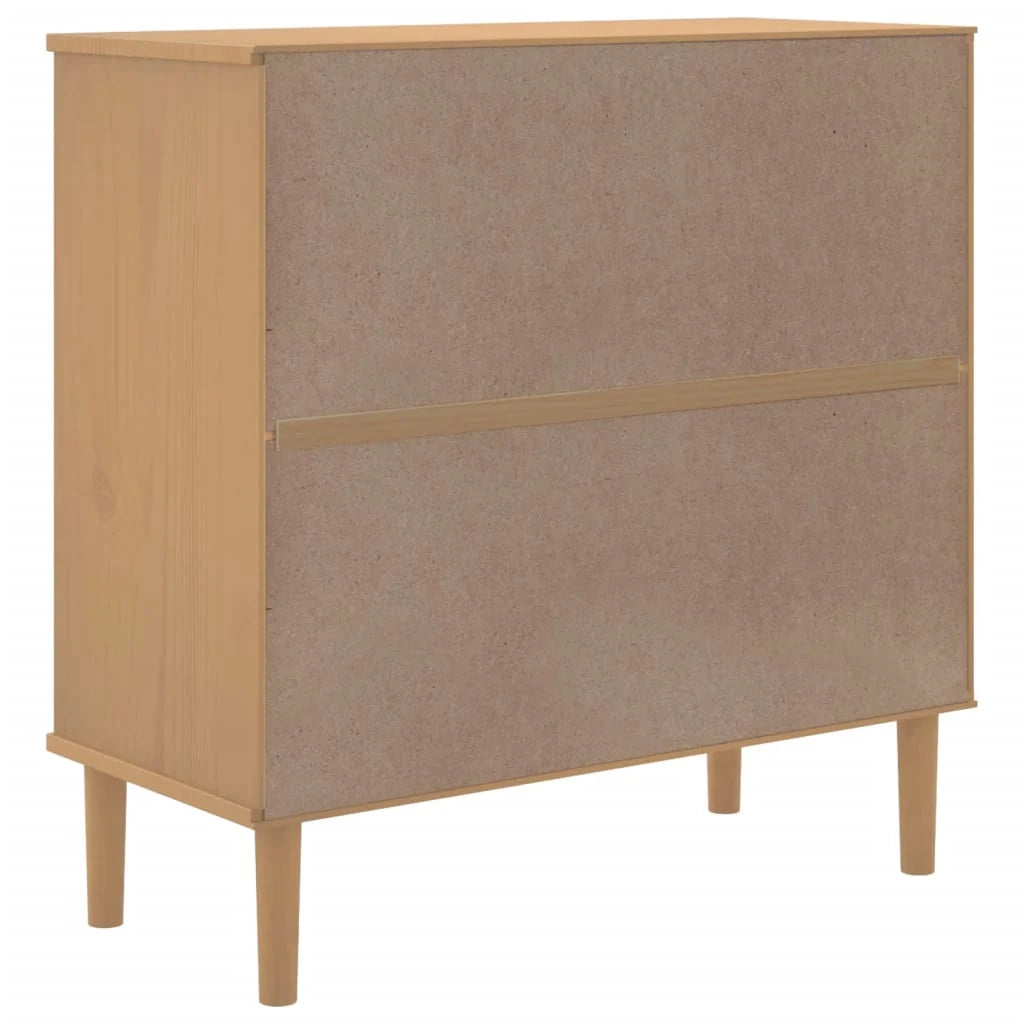Credenza cassettiera cassettiera mobile contenitore organizer cucina soggiorno soggiorno effetto rattan 80 x 35 x 80 cm legno di pino massiccio marrone 02_0036231