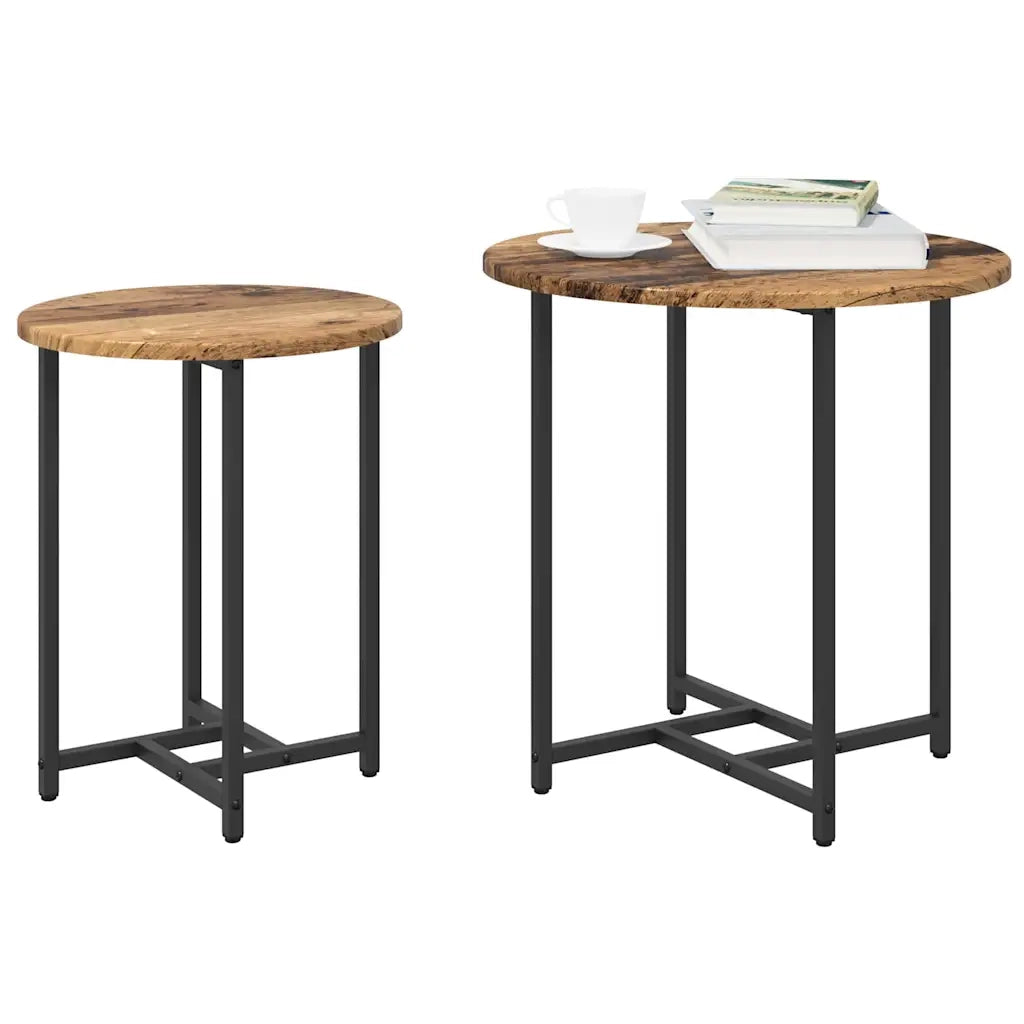 Set tavolini 2 pz | Tavolo laterale Legno Antico e Nero