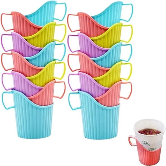 Copricup - 20 Pezzi - Copricup - Antiscottatura - Copricup Termoresistente - Copricup per Tazze - Plastica - Stivabile - Festival - Campeggio - Adatto per Tazze da Una Volta - Multifunzionale - Plastica - Per Uso Ufficio/Casa/Gimnasio/Bagno