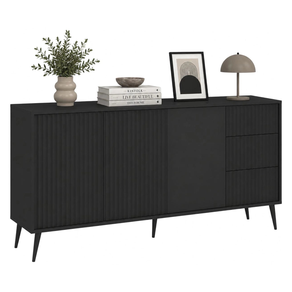 Madia Lenasi, Credenza 2 Ripiani, 179x40x98h cm Nero Antracite