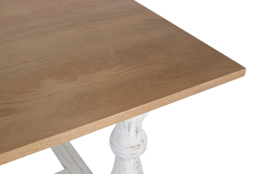 Tavolo da pranzo rettangolare con gambe tornite in bianco 200 cm