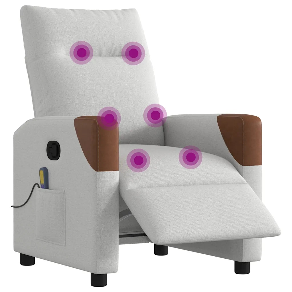 vidaXL Poltrona Reclinabile Massaggio Elettrica Grigio Nuvola Tessuto