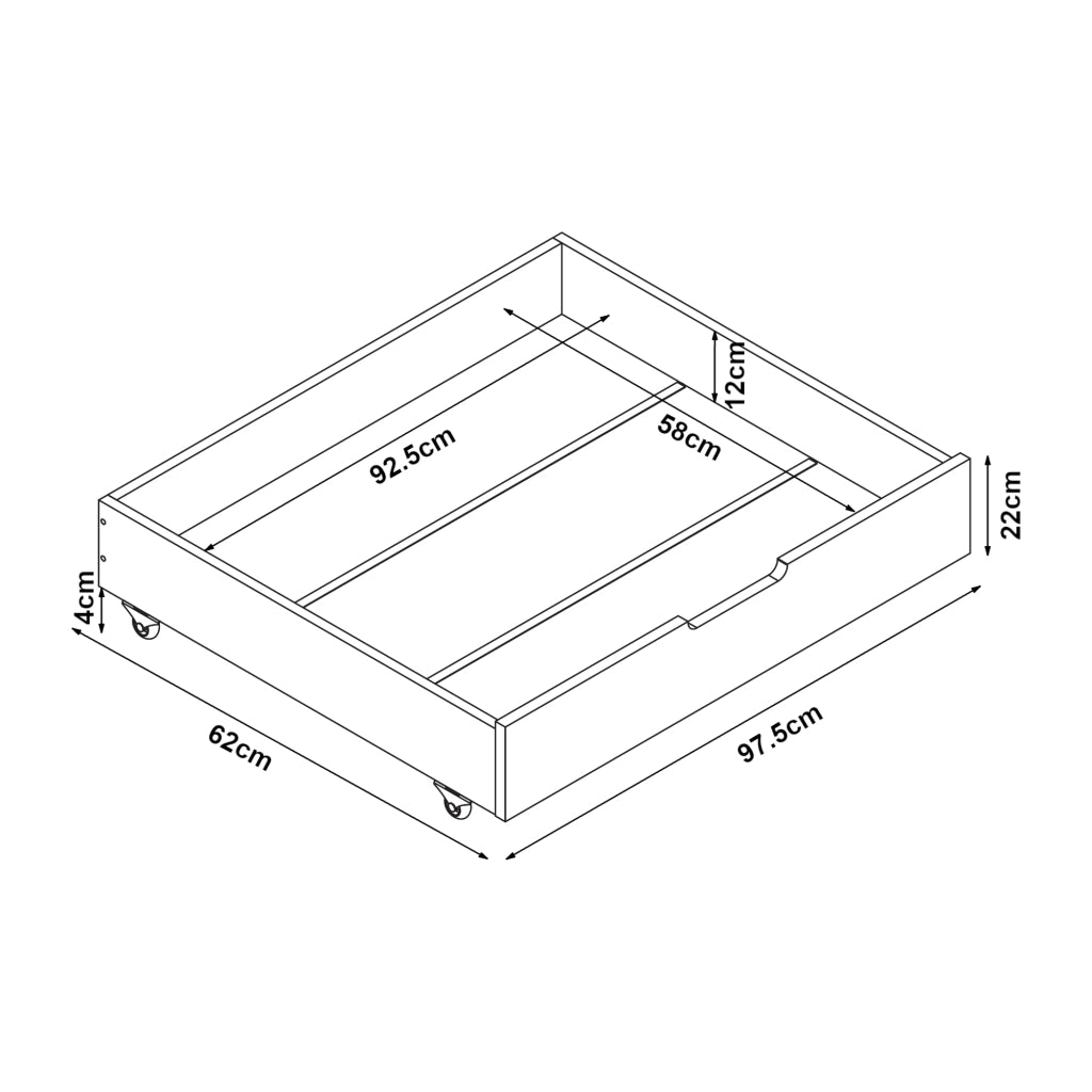 Set di 2 Cassetti Sottoletto Ydre a 4 Rotelle 97,5 x 62 x 22 cm Bianco [en.casa]