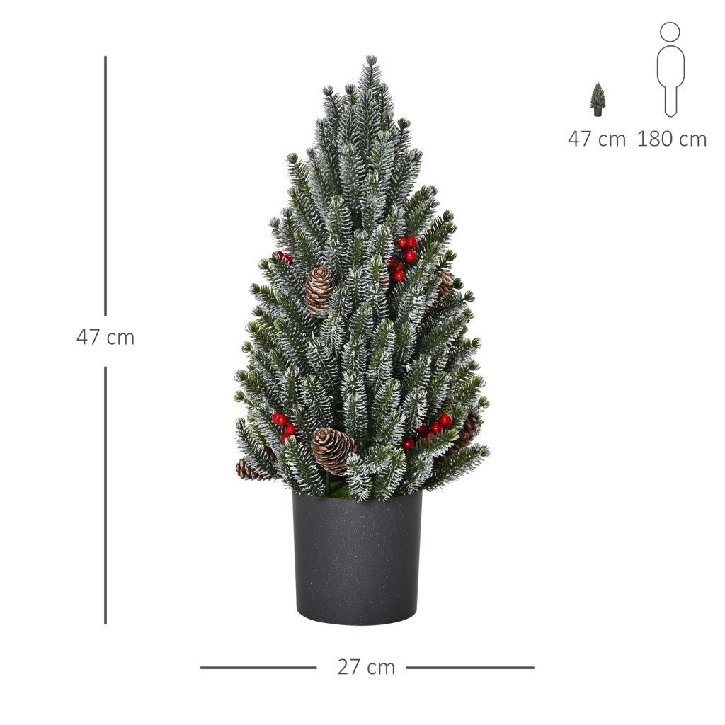 Albero di Natale 50 cm con pigne e bacche rosse ¨C zephmum ¨C vaso incluso