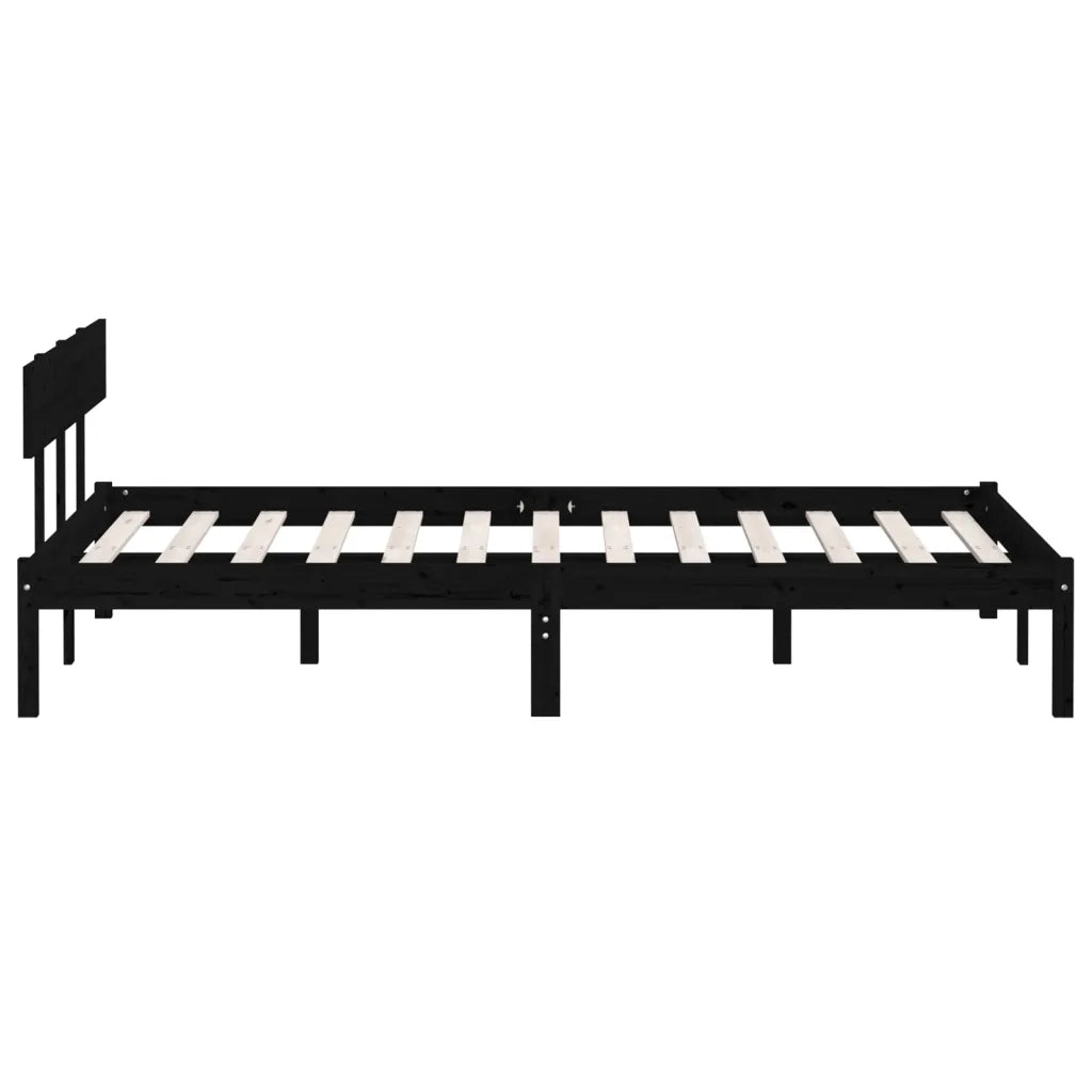 Giroletto-Struttura Letto Nero in Legno Massello di Pino 140x190 cm 362188