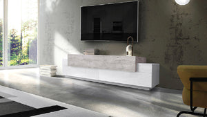 Mobile TV 3 Ante 200x45x51,5 cm Coro Bianco Lucido e Cemento