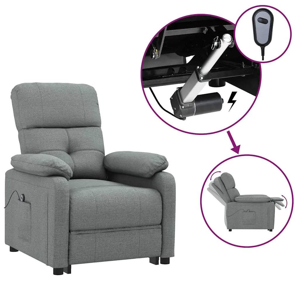 Poltrona Elettrica Reclinabile-Divano Sedia Grigio Scuro in Tessuto 964549