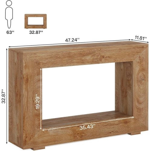 Consolle da ingresso in legno con spazio contenitore e stile rustico marrone 120 × 30 × 83.5 cm