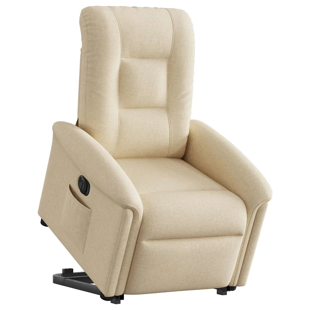 Poltrona Alzapersona Reclinabile Elettrica Crema in Tessuto 3303282