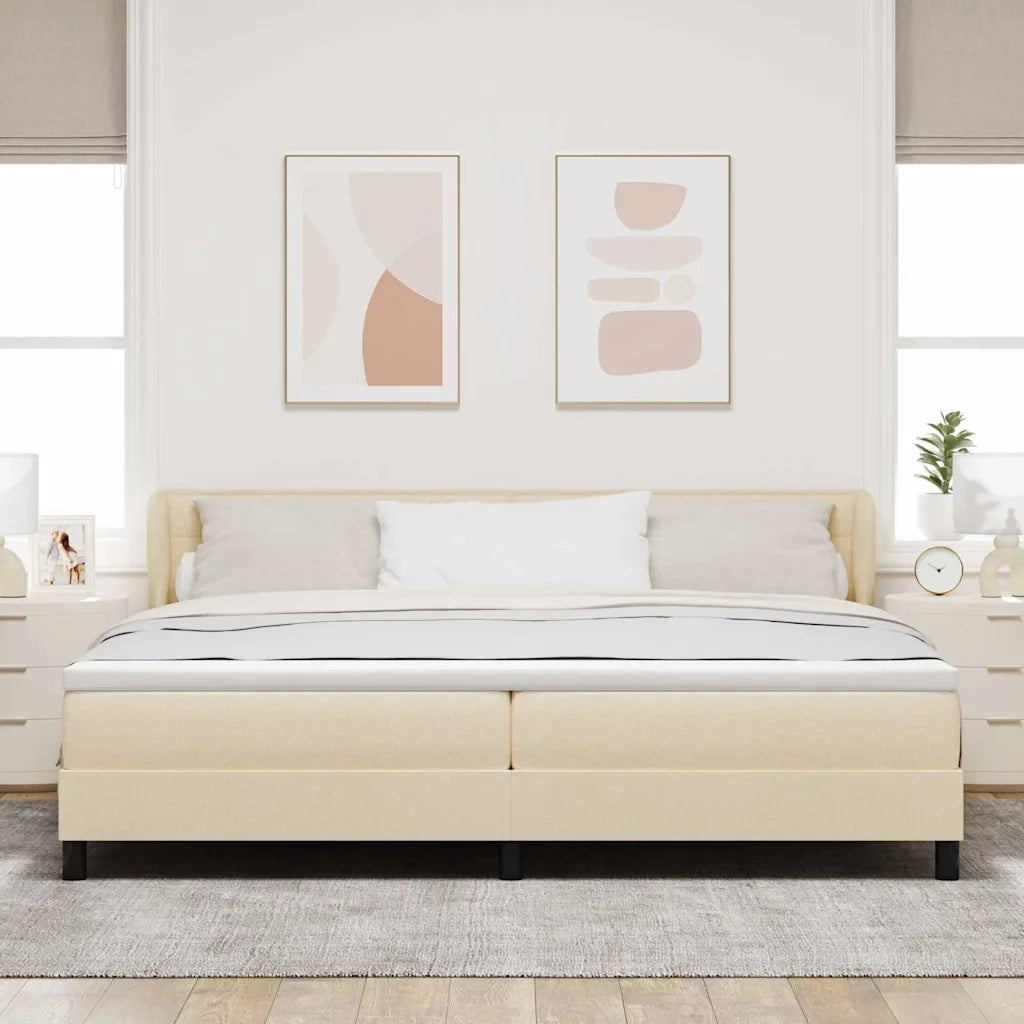 Letto a molle con materasso Crema 200 x 200 cm Tessuto 3339987