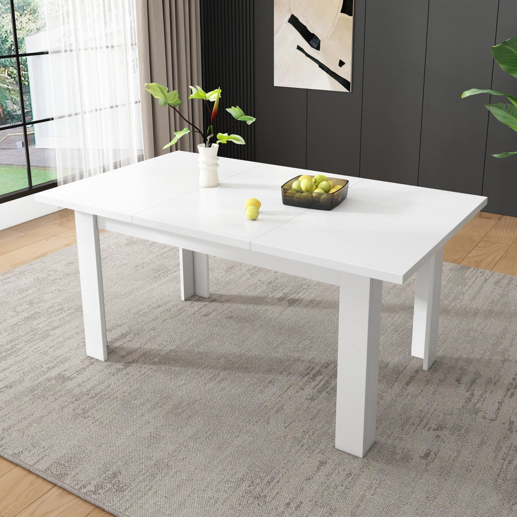 Tavolo da pranzo con piano ribaltabile e vano contenitore stile moderno per sala da pranzo e cucina in MDF bianco 120 × 70 cm