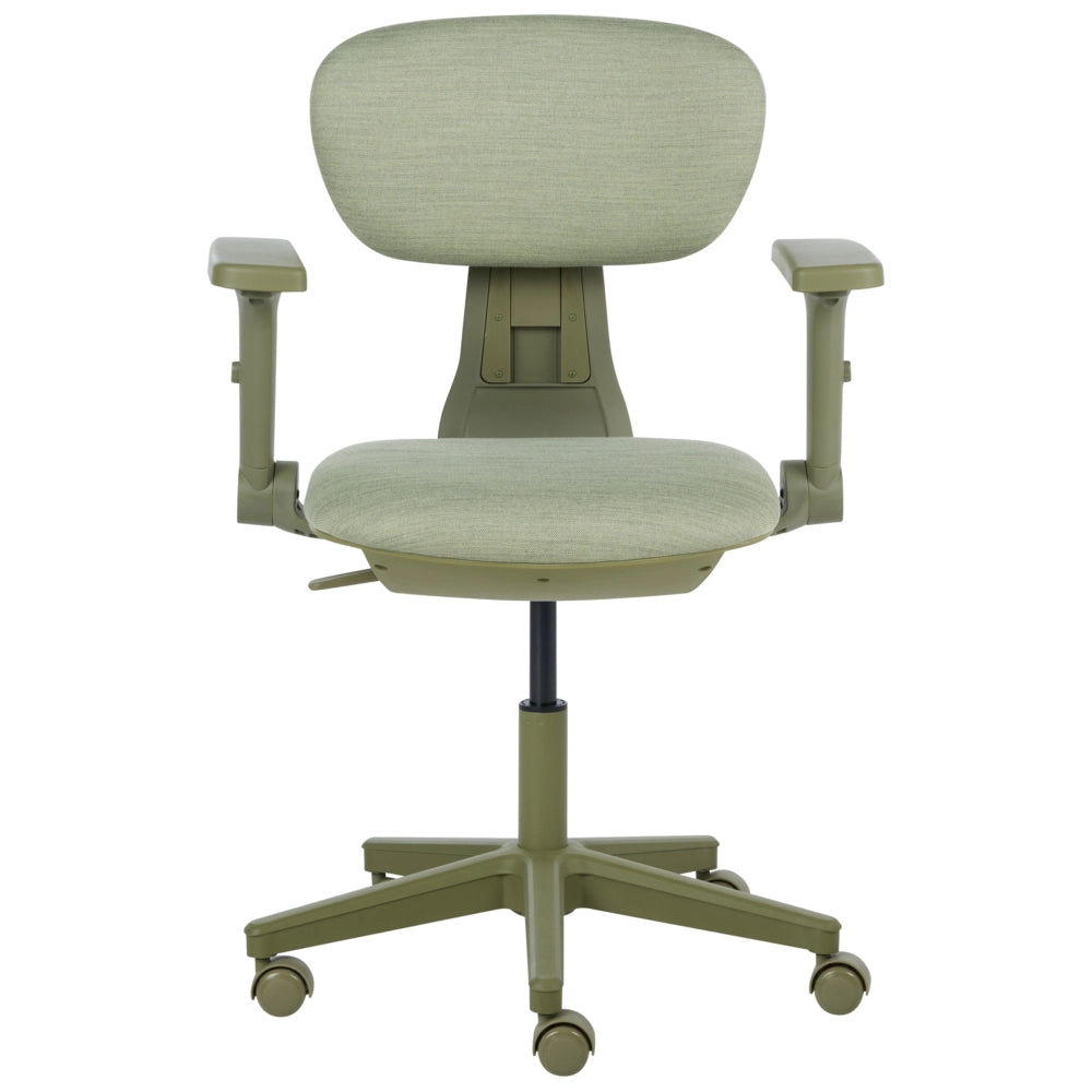 Sedia da ufficio in tessuto verde con schienale e braccioli regolabili, design moderno, per l'ufficio domestico