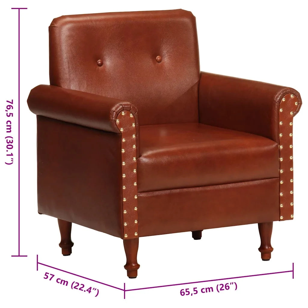 Poltrona a Pozzetto Marrone in Vera Pelle 320778