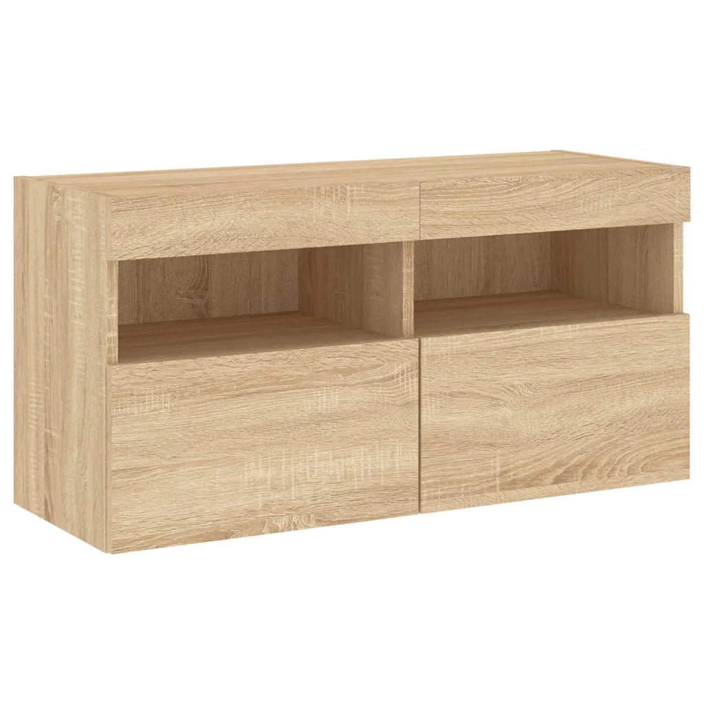 Mobili TV a Muro con LED 4pz Rovere Sonoma Legno Multistrato 3216713