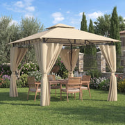 Gazebo da Giardino 3x3,Telo Gazebos 3x4 Impermeabile,Gazebo Esterno Resistente,Telaio in Metallo, Gazebos,Beige